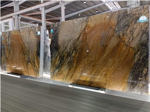 Shangri La Gold & Brown Natural Quartize Bookmatching Slabs