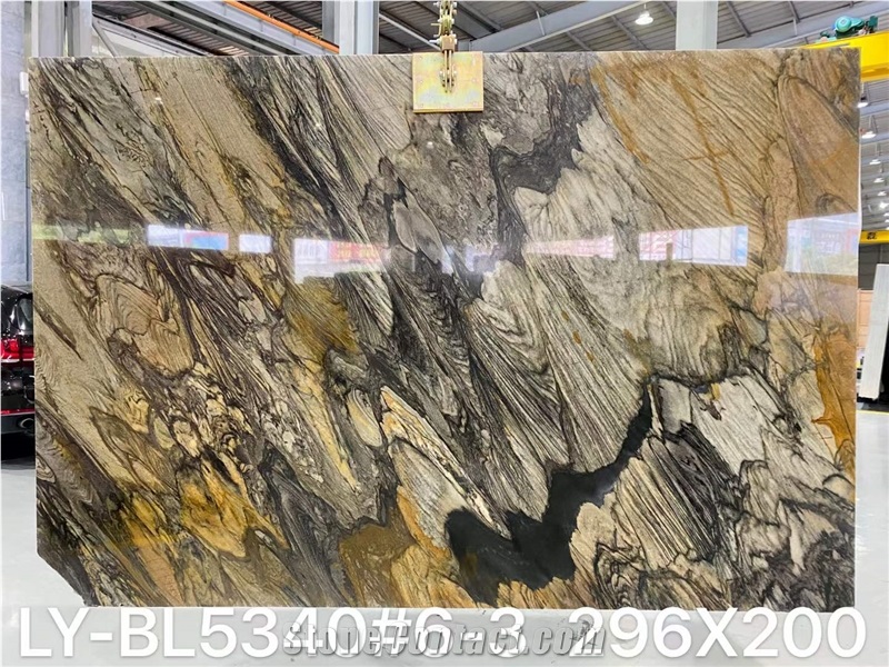 Shangri La Gold & Brown Natural Quartize Bookmatching Slabs
