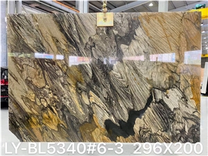 Shangri La Gold & Brown Natural Quartize Bookmatching Slabs