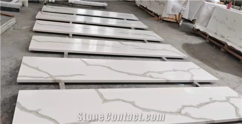 Calacatta White Customized Quartz Stone Countertops