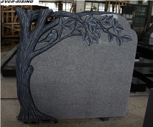 Light Gray Granite Polished Tree Carving Monument