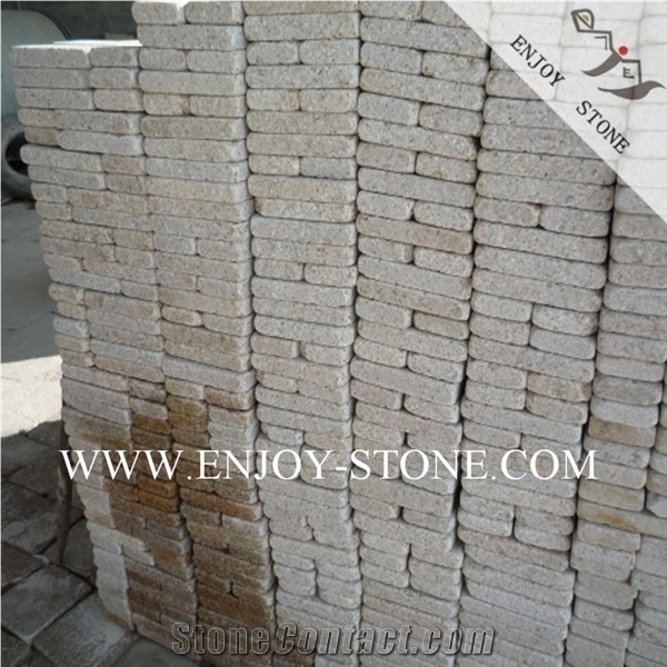 G682 Rustic Yellow Granite Flamed And Tumbled Cobblestone