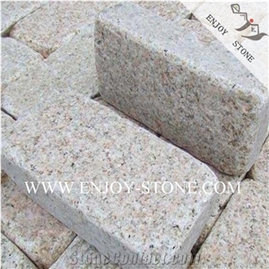 G682 Rustic Yellow Granite Flamed And Tumbled Cobblestone