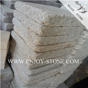 G682 Rustic Yellow Granite Flamed And Tumbled Cobblestone