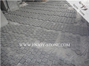 G684 Meshed Black Pearl Flamed Granite Cobble Stone