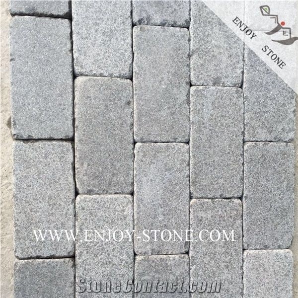 Tumbled With Flamed G684 Black Pearl Basalt Garden Pavers