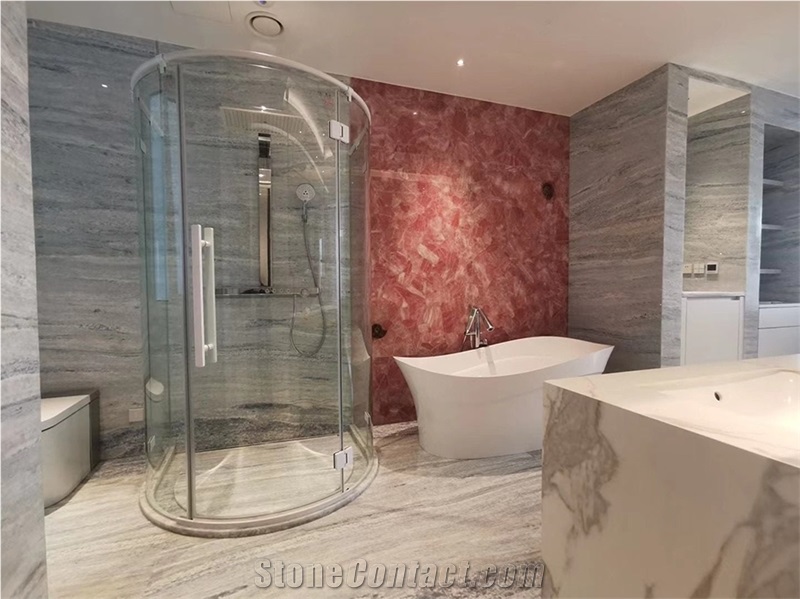 Pink Crystal Onyx Slabs Natural Luxury Tiles