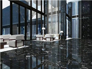 Silver Dragon Black Marble Slabs Crosscut