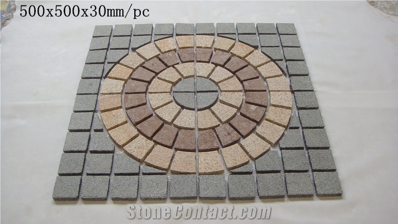 Anti-Slip Light Grey Granite Cubes On Mesh Paving Set