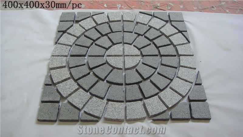 Anti-Slip Light Grey Granite Cubes On Mesh Paving Set