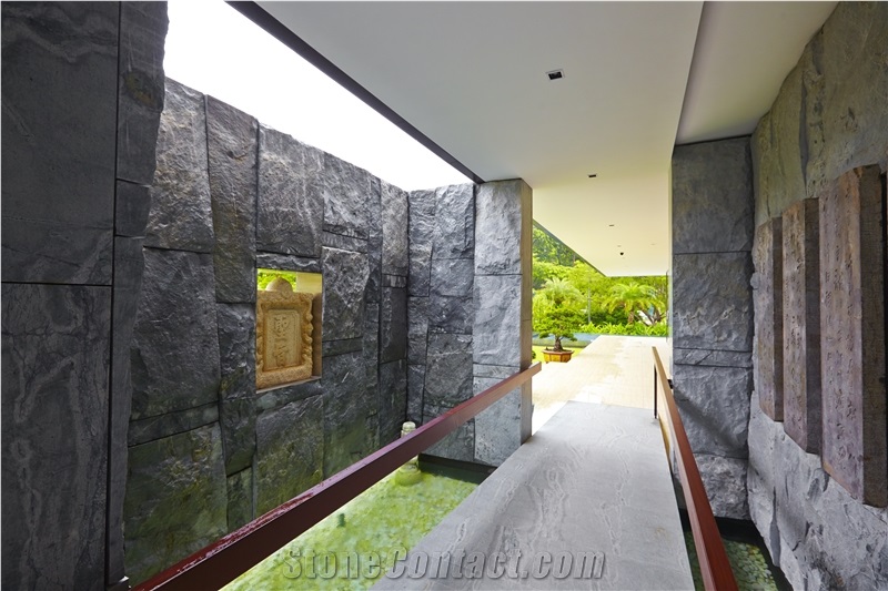 Atlantic Blue Sky Quartzite Split Wall Panel Mushroom Stone