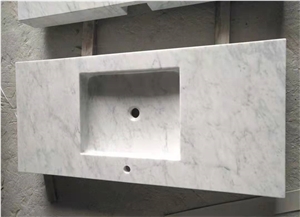 Bianco Carrara Double Sink Marble Vanity Top