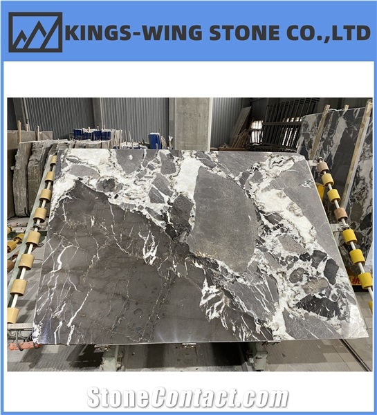 Calacatta Grey Brown White Transparent Slab For Floor Tiles