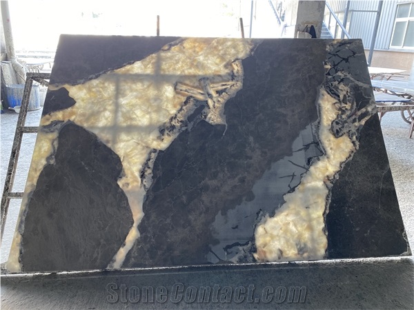 Calacatta Grey Brown White Transparent Slab For Floor Tiles