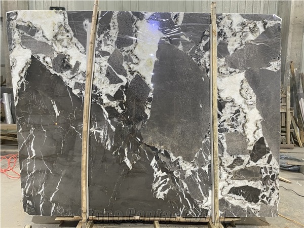 Calacatta Grey Brown White Transparent Slab For Floor Tiles