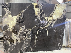 Calacatta Grey Brown White Transparent Slab For Floor Tiles