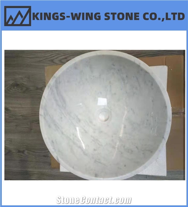 Carrara White Marble Bathroom Sink,Hotel House Round Basin