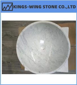 Carrara White Marble Bathroom Sink,Hotel House Round Basin Carrara White Marble Bathroom Sink,Hotel House Round Basin