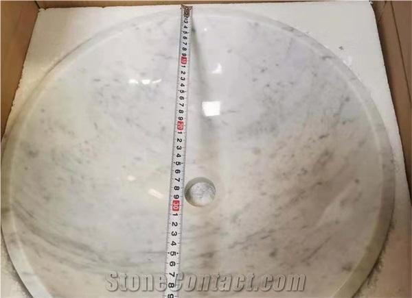 Carrara White Marble Bathroom Sink,Hotel House Round Basin