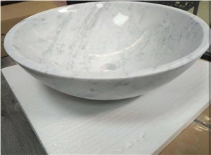 Carrara White Marble Bathroom Sink,Hotel House Round Basin