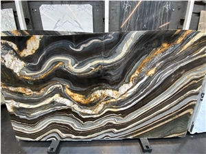 Gold Black Wave Namco Quartzite Own Quarry Slab Block Tile