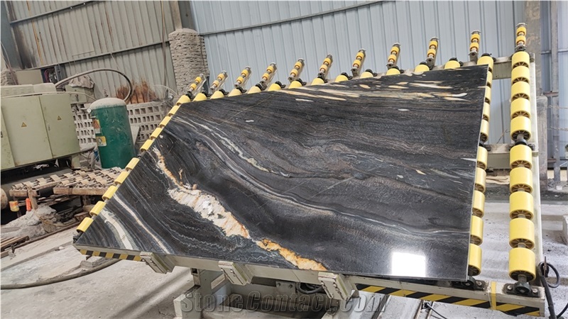 Gold Black Wave Namco Quartzite Own Quarry Slab Block Tile