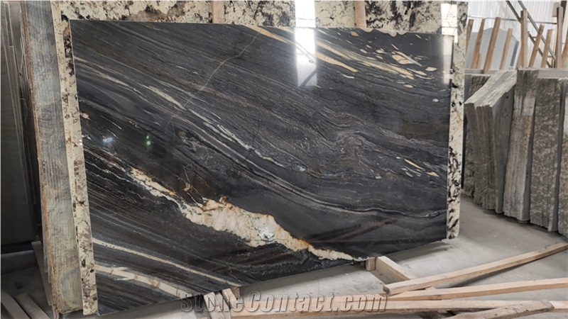 Gold Black Wave Namco Quartzite Own Quarry Slab Block Tile