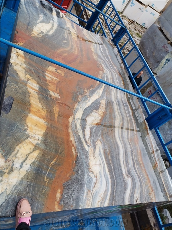 Gold Black Wave Namco Quartzite Own Quarry Slab Block Tile