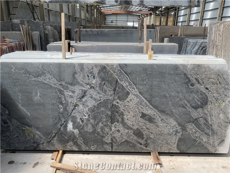 Silver Gray Atlantic Grey Sky Blue Slabs Tiles In Stock