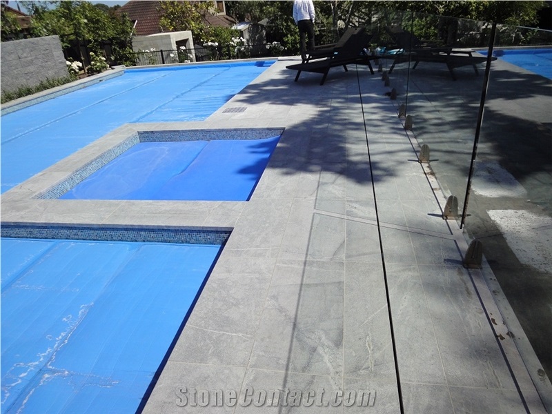 Silver Gray Atlantic Grey Sky Blue Slabs Tiles In Stock