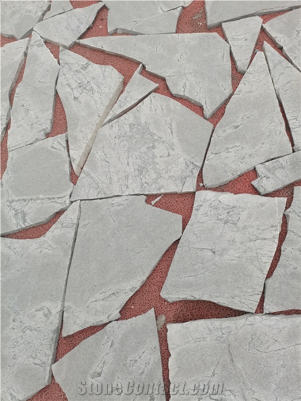 Sky Blue Atlantic Grey Granite Irregular Flamed+Brushed Flagstone Pavers