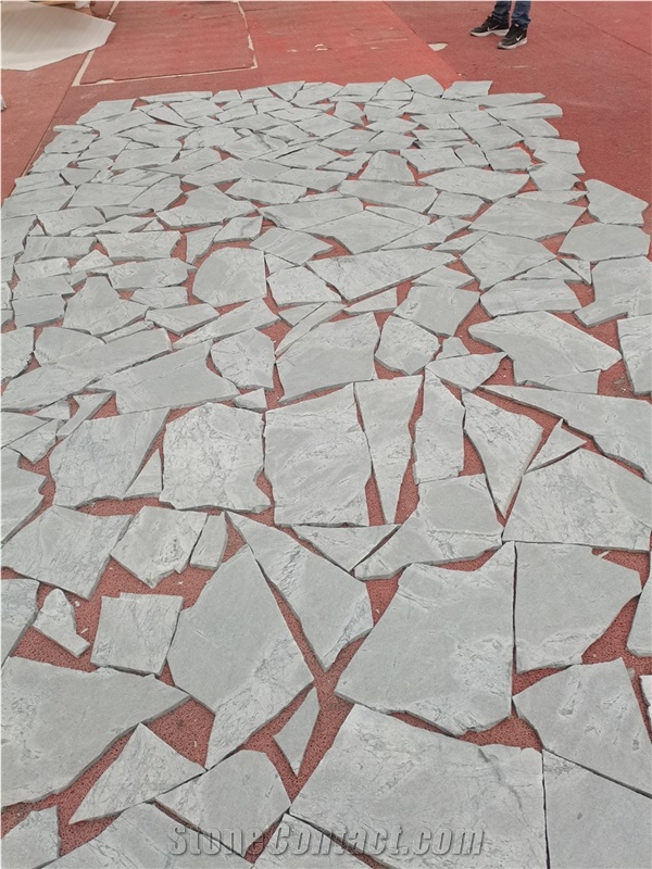 Sky Blue Atlantic Grey Granite Irregular Flamed+Brushed Flagstone Pavers