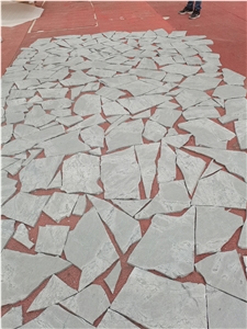 Sky Blue Atlantic Grey Granite Irregular Flamed+Brushed Flagstone Pavers