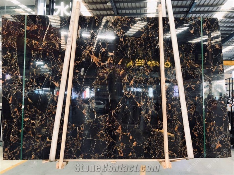 Portoro Black & Gold Marble Big Slabs Tiles