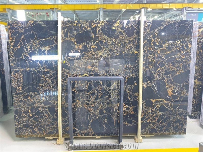 Portoro Black & Gold Marble Big Slabs Tiles