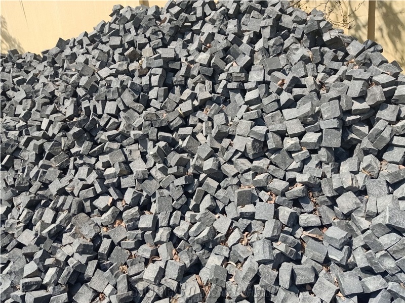 Grey Basalt Cubic Cobblestone, Pavers, Cubestone