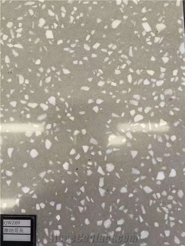 Delicate Colors Monaco Grey Polished Quartz Slab