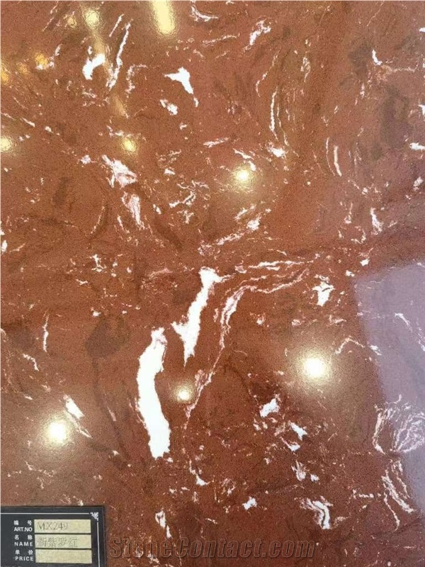 Excellent Quality Illusion Red Artificial Stone Big Slab