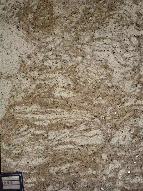 Popular Artificial Stone Golden Seal Glossy Quartz Slab