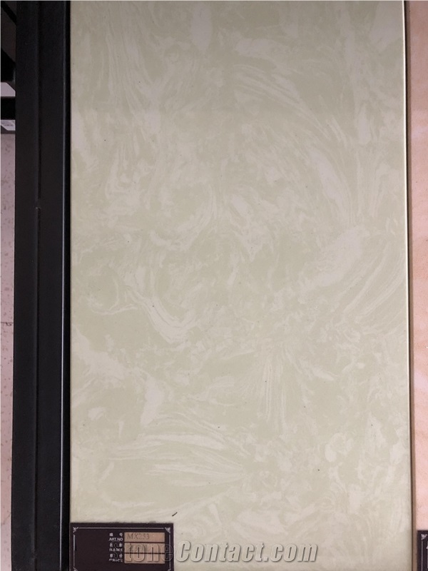 Quality Reputation Malt Green Glossy Quartz Slab