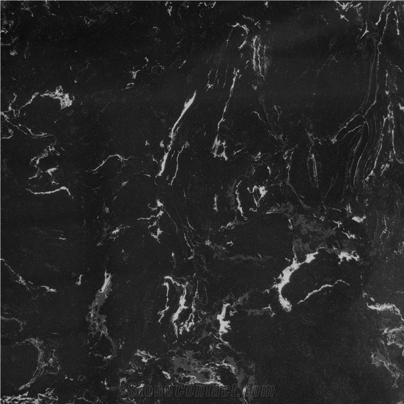 Quartz Stone Flooring Berry Black Polished Slab