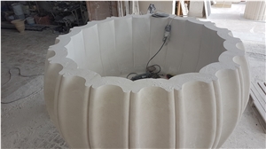 Pumpkin Fountain Burdur White Pearl Marble Dia 1.90M
