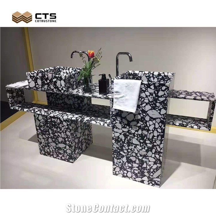 Dark Terrazzo Slabs Interior Business Building Decor Tiles