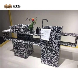 Dark Terrazzo Slabs Interior Business Building Decor Tiles