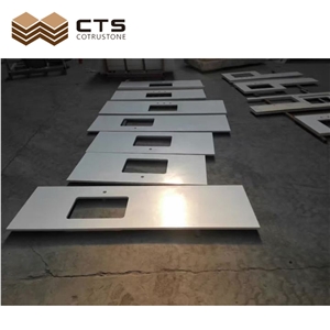 Pure White Quartz Countertops Customization Shape QC Teams
