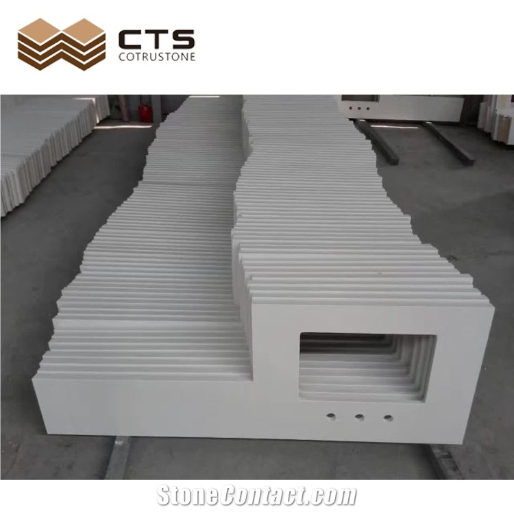 Pure White Quartz Countertops Customization Shape QC Teams