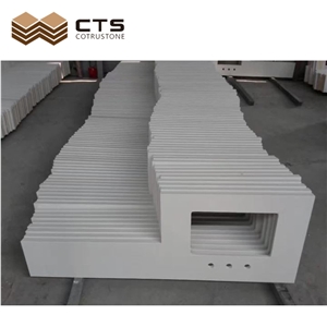 Pure White Quartz Countertops Customization Shape QC Teams