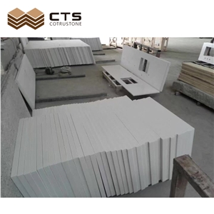 Pure White Quartz Countertops Customization Shape QC Teams