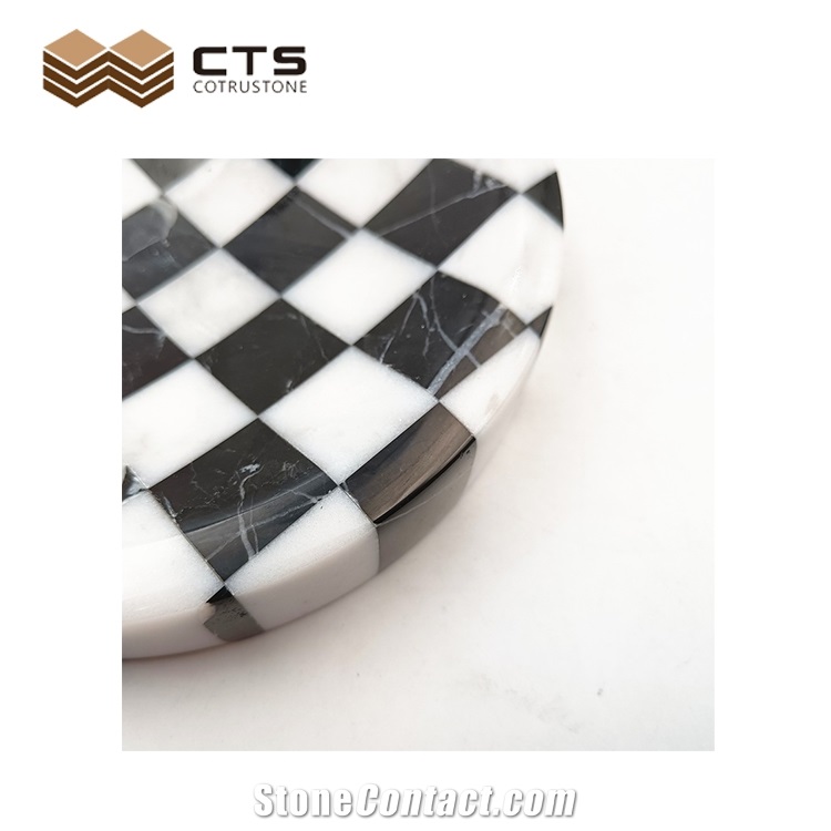 Interior Home Decor Marble Tray Checkerboard Style Plates
