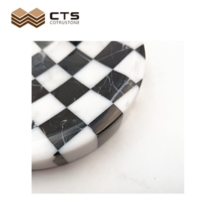Interior Home Decor Marble Tray Checkerboard Style Plates